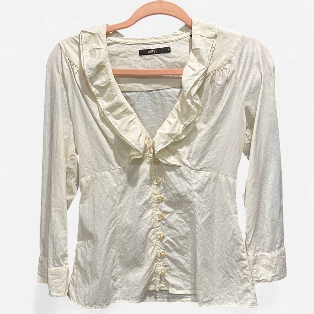 Reiss Cream Ruffle Blouse - Picture 7 of 9